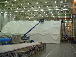 Cover work on the containment area (building) for Boeing