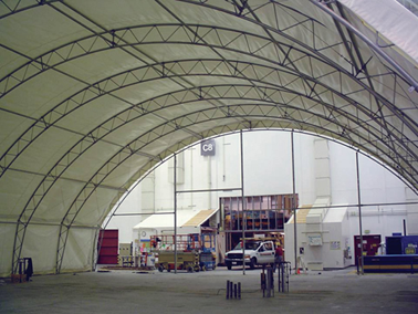 Tension Fabric Structure|Fabric Building Used as Containment Room Inside Another Building at Boeing.