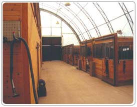 Inside Lang's Fabric Cover Arch Building - Commercial Equestrian Stables