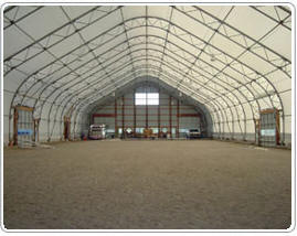 Inside one of the fabric buildings - Thunderbird Show Park - Commercial Equestrian Arenas, Barns & Stables