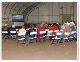 The Ericksons Use their Fabric Covered Indoor Riding Arena for Community Meetings Too